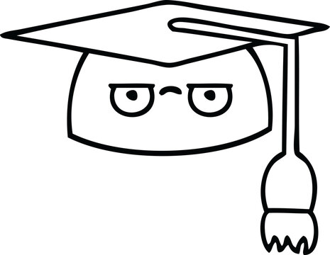 recommend clip art: line drawing cartoon of a graduation hat