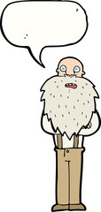 cartoon bearded old man with speech bubble