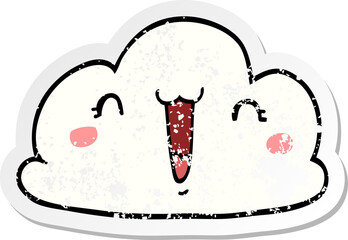 distressed sticker of a cute cartoon cloud
