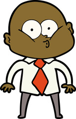 cartoon bald man staring