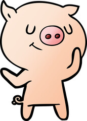 happy cartoon pig