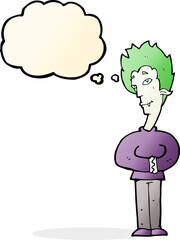cartoon vampire with thought bubble