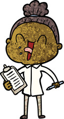 cartoon happy old woman