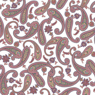 Elegant, seamlessly continuous paisley pattern,