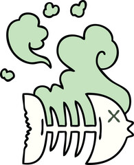 hand drawn quirky cartoon dead fish
