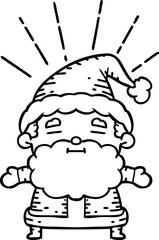 illustration of a traditional black line work tattoo style santa claus christmas character