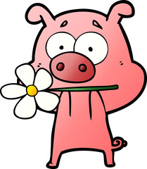 happy cartoon pig