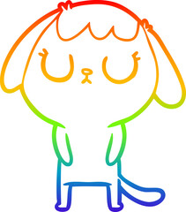 rainbow gradient line drawing of a cute cartoon dog