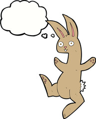 funny cartoon rabbit with thought bubble