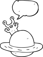 freehand drawn speech bubble cartoon alien planet