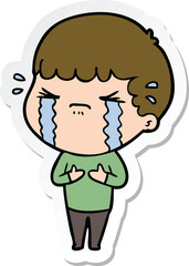 sticker of a cartoon man crying