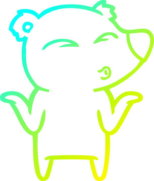 recommend clip art: cold gradient line drawing of a cartoon bear shrugging