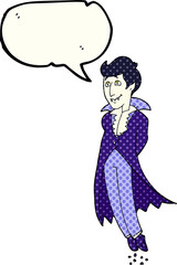 freehand drawn comic book speech bubble cartoon vampire
