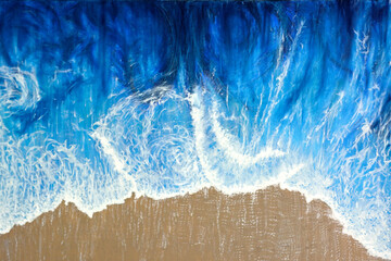 Sea Painting, Sea and Sky Painting,  Original Oil Painting, Beach Cottage Home Decor, Mauritius, Large Sea Painting, Waves From Above