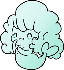 gradient cartoon illustration kawaii cute ghost mermaid