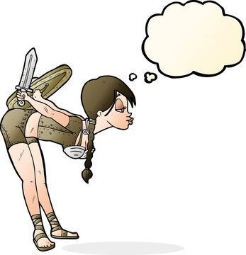 recommend clip art: cartoon viking girl bowing with thought bubble