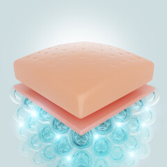 Skin rejuvenation, skin cell, Skin Repair, collagen serum, 3D rendering
