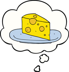 cartoon cheese with thought bubble