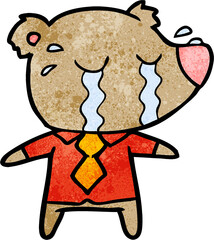 cartoon crying bear in shirt