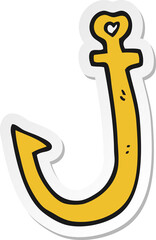 sticker of a cartoon hook