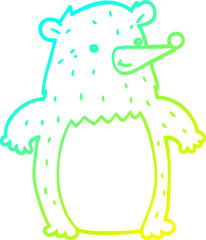 cold gradient line drawing of a cartoon bear