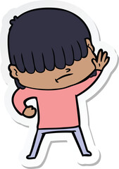 sticker of a cartoon boy with untidy hair