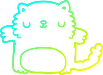 cold gradient line drawing of a cartoon cat