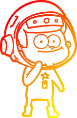 warm gradient line drawing of a happy astronaut cartoon