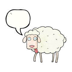 freehand speech bubble textured cartoon sheep
