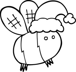 cute cartoon bee wearing christmas hat