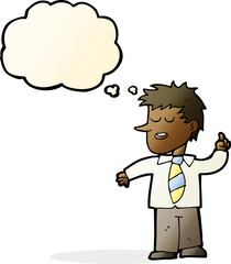 cartoon man with good idea with thought bubble