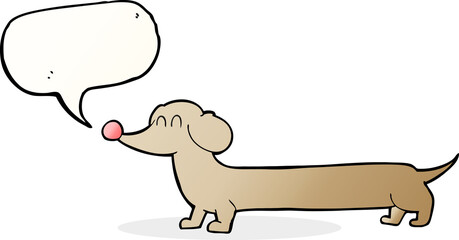 cartoon dachshund with speech bubble