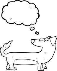 freehand drawn thought bubble cartoon dog