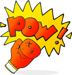freehand drawn cartoon boxing glove punching