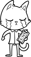 crying cartoon business cat