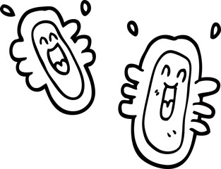 line drawing cartoon happy germs