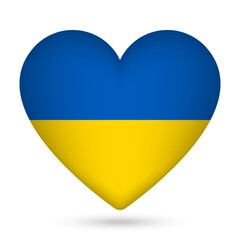 Ukraine flag in heart shape. Vector illustration.