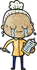 cartoon crying old lady