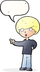 cartoon pointing boy with speech bubble