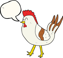 freehand drawn speech bubble cartoon chicken