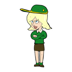 cartoon woman in uniform