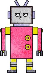 retro grunge texture cartoon of a robot