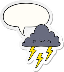 cartoon storm cloud with speech bubble sticker