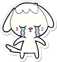 sticker of a cartoon crying dog