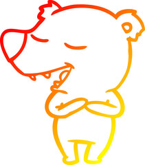 warm gradient line drawing of a cartoon polar bear