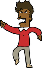 cartoon frightened man pointing