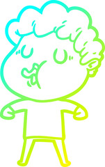 cold gradient line drawing of a cartoon man singing