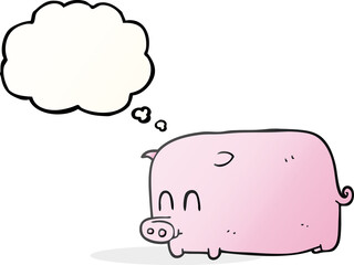 freehand drawn thought bubble cartoon pig