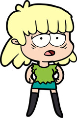 cartoon tired woman