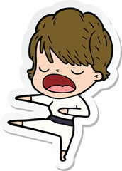 sticker of a cartoon woman talking